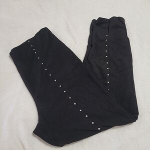 Womens Pants Sz Large Black With Silver Studs Soft Suede‎ Like Office Going Out